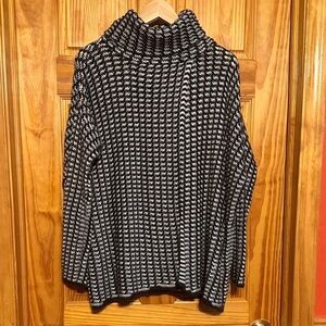 Elan Black and White Cowl Neck Sweater